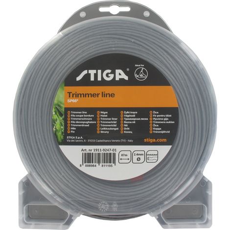 STIGA SP66 Trimmerschnur, 2,4 mm x 87 m – Gewellt, Nylon – Für STIGA Akkubetriebene Rasentrimmer Und Freischneider