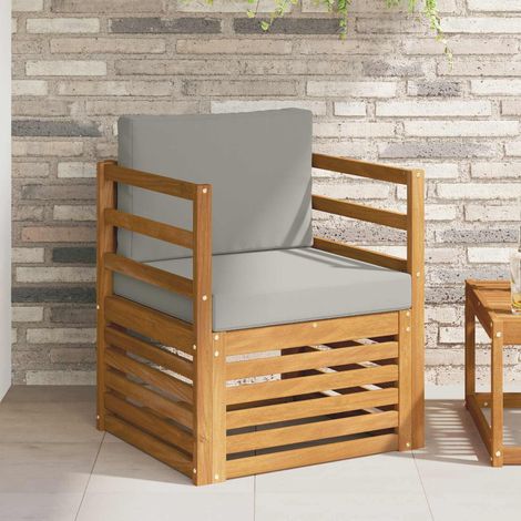 Outdoor-Sofagarnitur Massives Akazienholz und Polyester Natur (1/5)