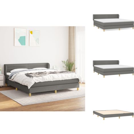 Boxspringbett mit Matratze Dunkelgrau 160x200 cm Stoff - Boxspringbett - Doppelbett - Bettenrahmen - Lattenrost - Matratze (1/5)