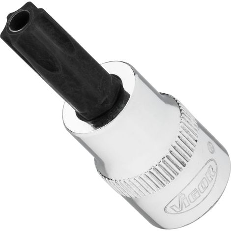 VIGOR Schraubendrehereinsatz, 3/8 (10 mm) Vierkant hohl, Tamper Resistant TORX Profil, SW T50H (1/4)