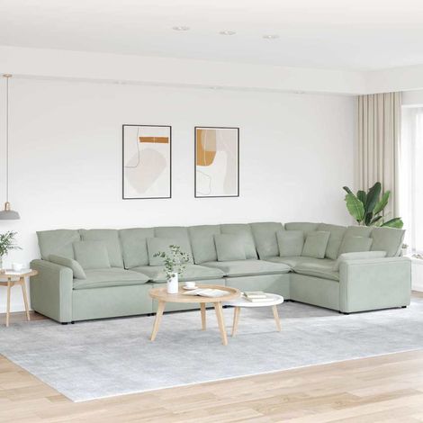 vidaXL Canapé modulable avec coussins velours gris clair
