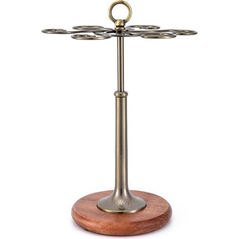 Rack À Verres En Fer - Support Pour 6 Verres À Vin - Design Vertical Avec Base En Bois - Pour Rangement Et Présentation Sur Bureau Ou Buffet (1/5)