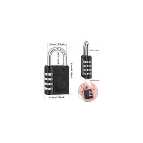 Set mit 2 vierstelligen Zahlenschlössern aus Zinklegierung für Koffer, Spinde, Uni, Fitnessstudio, Flugzeug (Schwarz) - Crezuo