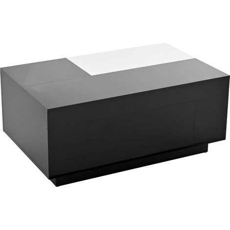 TABLE Design Moderne Élégant avec Rangement MDF Noir Blanc 80.00 x 50.00 x 35.50 (1/5)