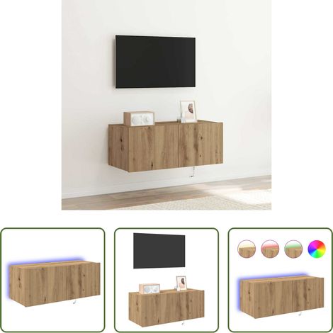 Meuble tv mural -  Meuble TV mural Montage mural Chêne artisanal 80 x 35 x 31 cm (1/5)