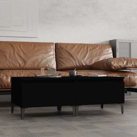 Tables d'appoint 2 pcs-Table basse-Table Salon Noir 50x46x35 cm Bois d'ingénierie 424972 (1/5)
