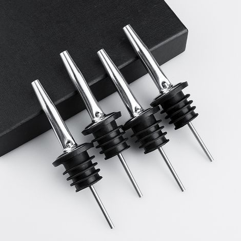 Set di 4 versatori per bottiglie in acciaio inox di alta qualità - per vino, liquori, bevande, cocktail, olio, aceto e altro ancora - Solidi (1/5)