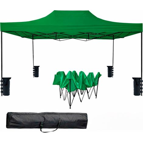 Gazebo Professionale Richiudibile Automatico In Acciaio Con Struttura A Fisarmonica Telo Oxford 1200D PVC Impermeabile E Anti UV Con Sacche Zavorra E Borsa Trasporto Per Sagre Feste Eventi 3x4.5 M Ver (1/5)