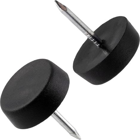 Lot de 100 Patins glisseurs pour Pieds de Chaise à clouer Ronds Ø15 mm en Plastique - Couleur Noir - Meuble Table Armoire Commode Placard lit Accessoire Protection Sol canapé (1/5)