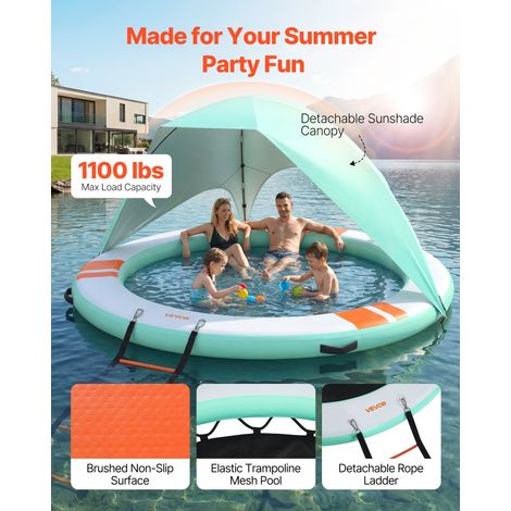 Quai Flottant Gonflable Rond Plateforme de Quai Gonflable 3,05 m pour Piscine Plage Mer Lac Réunions de Famille Sorties Amis Activi… (1/5)