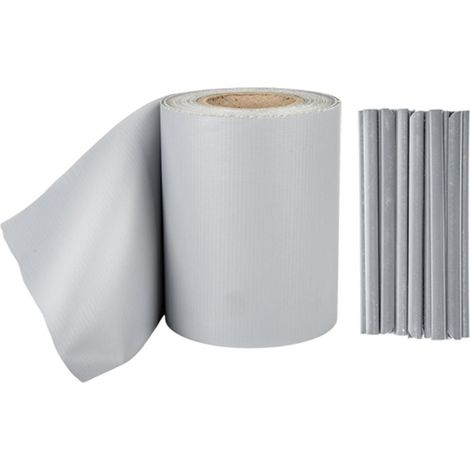 Zaunschutzfolie 19cm x 35m mit 20 Befestigungsclips hellgrau (1/5)