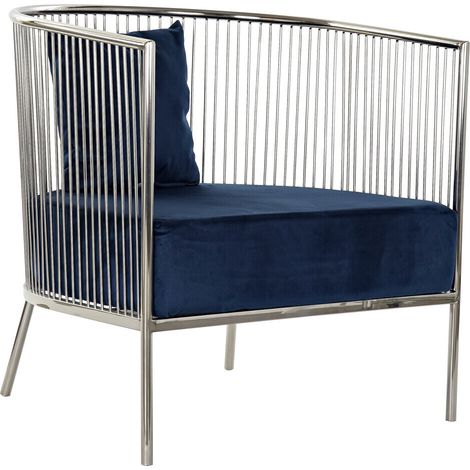 fh-deco DKD Home Decor Fauteuil Bleu Marine Moderne (1/5)