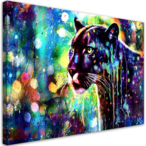 Tableau sur toile Tableau sur toile Panthère noire Abstraction 100x70 (1/5)