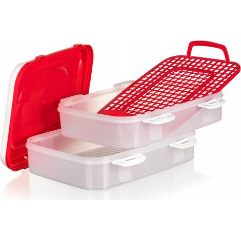 Culinaria Partybox mit Griffen, 2 x 7 l Culinaria Lebensmittelbehälter, rot (1/5)