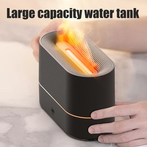 Humidificateur à flamme, diffuseur d'huiles essentielles, humidificateur à brume froide pour chambre à coucher, mini-humidificateur d'air de 200 ml, autonomie jusqu'à 10 heures (1/5)