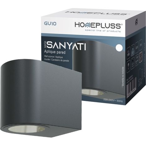 Aplique pared Serie Sanyati redondo 1 luz GU10 Máx. 10W IP54 Negro