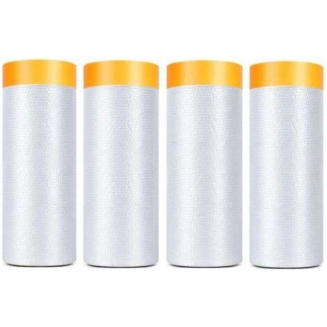 4 Rolls Car Masking Tape and Film, Adhesive Paint Protective Film Rolls for Covering Baseboards, Frames, Car Body (5 x 65 Feet) (1/4)