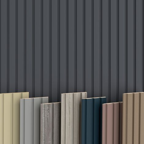 BEATS Lamellen 2,75m HEXIM MDF Holz Lamellenwand Wandverkleidung Lamellenpaneele Wand Paneele stoßfest: Black Lead, 1 Paneel - 0.33 m² (1/5)