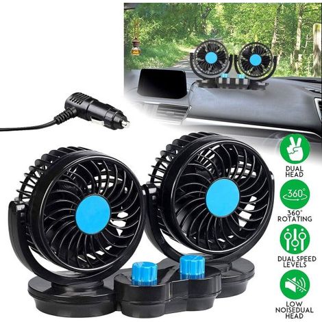 Ventilatore Portatile Da Viaggio Per Auto Camper Camion 12 Volt 2 VENTOLE T-517