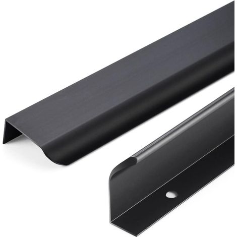 10 tiradores invisibles de 96 mm para armarios de cocina, tiradores de puerta ocultos, tiradores de perfil de aleación de aluminio, tiradores integrados, color negro. (1/4)