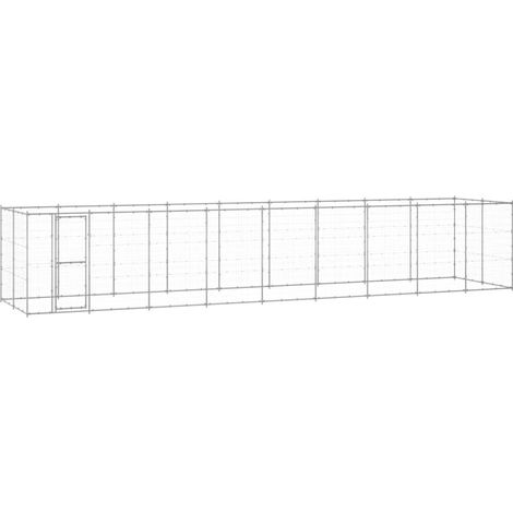 Chenil d'extérieur pour chiens Parc enclos pour animaux - Acier galvanisé 21,78 m² BV711546 - BonneVie (1/5)
