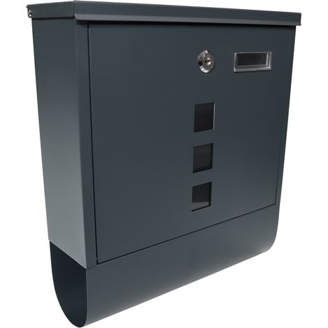 BITUXX Briefkasten anthrazit grau Post Briefkasten Wandbriefkasten mit Zeitungsrolle rund (1/4)