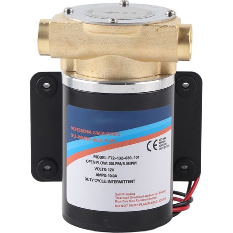 Pompe de vidange centrifuge auto-amorçante pour changement d'eau de cale Accessoires 8 GPM 30,0 L/min Hauteur de refoulement 3 mètres F72‑132‑030‑101 (12 V) (1/5)