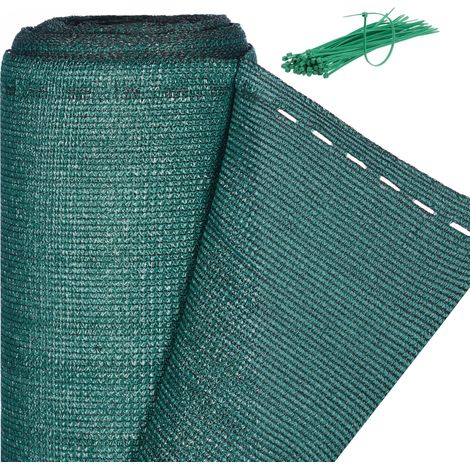 Brise-vue en tissu HDPE 180 x 600 cm protection ensoleillement et regards curieux style extérieur en HDPE vert foncé (1/5)