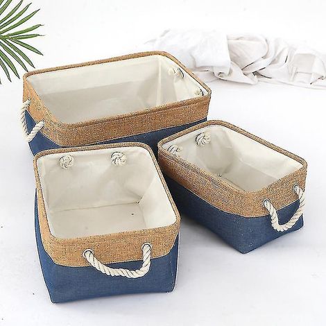 Panier de rangement personnalisé pour jouets et vêtements d'animaux - Nom du chien - 31 x 21 x 13 cm (1 pièce) - Bleu foncé réfléchissant (1/4)