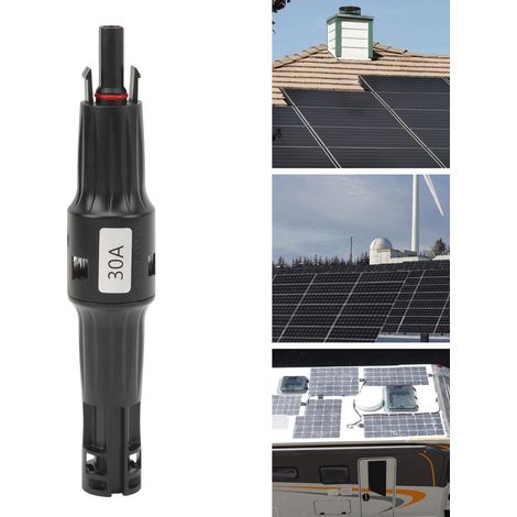 Connecteur mâle/femelle étanche 1500 V 30 A avec fusible, connecteur pour diode photovoltaïque compatible avec diode anti-retour MC4 (1/5)