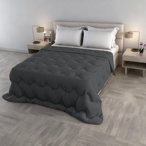 Couette d’Hiver WaterWashed, Taille matrimoniale 250×260 cm, Duvet rembourré 300 g, Couverture Lavable sans Repassage – Couleur Gris FONCÉ. (1/5)