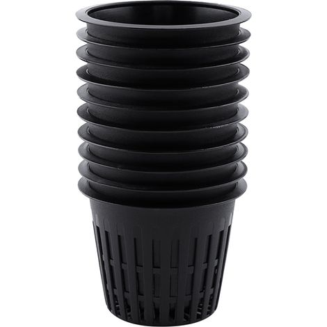 10pcs Heavy Duty Mesh Pot Net Cup Basket Hydroponic Plant Grow Clone Black