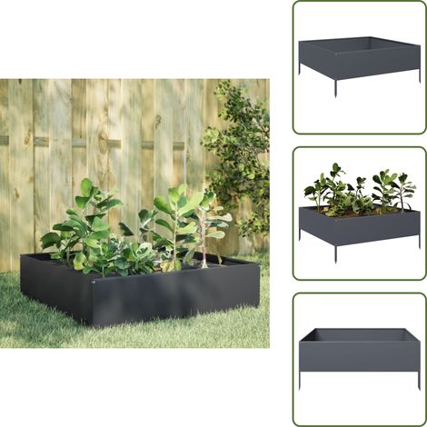 Hochbeet Anthrazit 100x100x25 cm Stahl - Hochbeet - Hochbeete - Garten Hochbeet - Pflanzbeet (1/5)