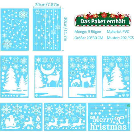 Nepfaivy Fensterbilder Weihnachten 209PCS Selbstklebend Statische Schneeflocken (1/5)
