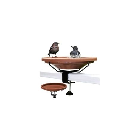 Abreuvoir des oiseaux grand pour le balcon et le jardin, Ø30 cm, au gel, sturmfest, inoxydable, suspendu Vogelbad avec support pour garde-corps (1/5)