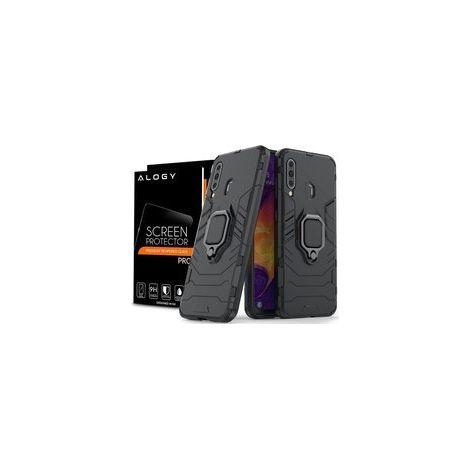 Étui de protection Alogy avec anneau de support pour Samsung Galaxy A60/M40 Noir + Verre trempé Alogy (1/5)