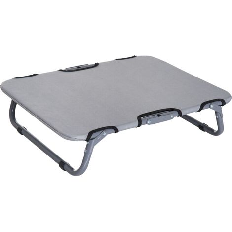 Lit pour chien pliable d'extérieur PawHut, lit surélevé pour petits chiens, lit rafraîchissant avec structure en acier, idéal pour le camping, 59 x 46 x 15 cm, gris