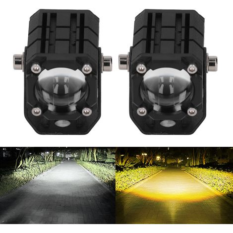 20W Zweifarben-LED-Scheinwerfer mit Fern- und Abblendlicht, Stroboskopmodus und mehreren Modi, geeignet für Kawasaki, Suzuki und andere Motorräder, ATVs, UTVs und Boote (wird paarweise verkauft). (1/5)