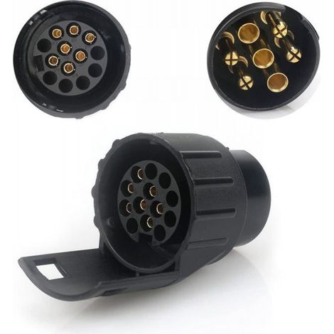 1 Adaptateur Prise Remorque 7 vers 13 Broches, Connecteur ABS Cuivre 12V/24V, Fiche Attelage pour Voiture Tracteur (1/5)
