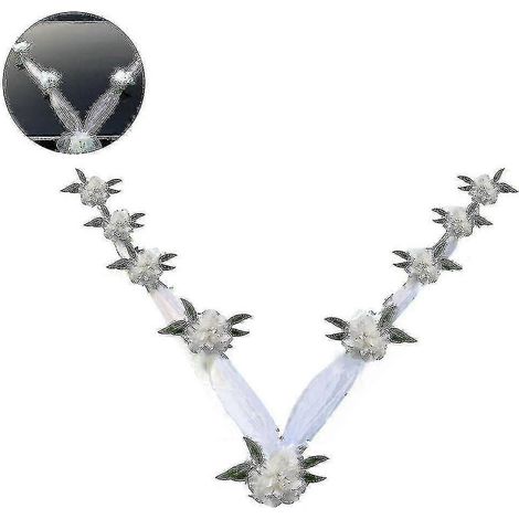 Ensemble de décorations florales pour voiture de mariage, comprenant un plateau, des rubans et des poignées de porte avec ours en peluche. Accessoires pour événements festifs et décorations de mariage (1/2)