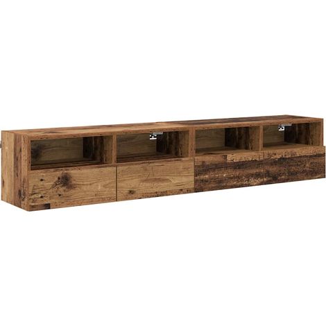 Meubles TV muraux 2 pcs,Banc Tv Moderne,Meuble De Rangement Bois Ancien 80 x 30 x 30 cm CFW20493 (1/5)