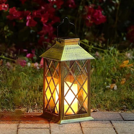 Lampe solaire, lampe solaire LED d'extérieur avec effet flamme, lampe de jardin portable sans fil et rechargeable (1/5)