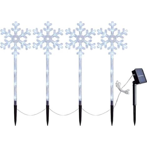Luminaires de jardin LED à cellules solaires, lot de 4 flocons de neige - Décoration de jardin (1/5)