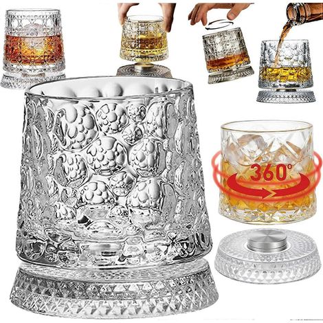 Verre à whisky rotatif 360° en cristal verre à cocktail rotatif base en relief verre à vin rotatif pour dégustation (1/5)