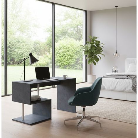 Scrivania - 2 Ripiani Modulabile, Grigio Ardesia, -, 100x50x78h cm Chimbote