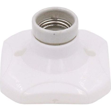 Portalampada LED E27, portalampada E27 in ceramica con base in plastica, portalampada a muro E27, E27 bianco Portalampada con anello per illuminazione d'ingresso/soffitto/balcone (1/5)