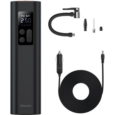 Baseus Car Tool Super Mini Inflator Tyre Pump 15sec Fast Inflation, 4 Tires in 25 Minutes, Black (CRCQ000001) Black (1/5)