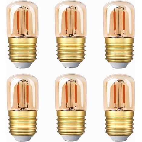 Mini-Röhren-LED-Glühbirne, 1 W, T28, Edison-LED-Glühlampe, E27-Schraubsockel, 2200 K, superwarmweiße Glühbirne für dekorative Zwecke‎ 80 lm, nicht dimmbar (Braunglas), 220 V, 6er-Pack [Energieklasse G