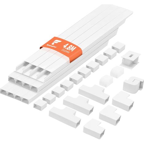 4,8 m Goulotte Cable, Electrique pour Câbles, Cache Fil, Cable Cacher Les Autocollante Mur, TV - Blanc 15 mm x 10 40cm(L) 15mm(l) 10mm(H) (1/5)