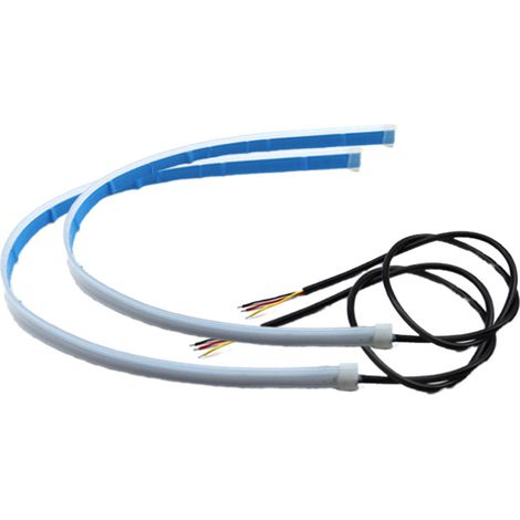 Lot de 2 Bandes LED Flexibles 30 CM 12V Étanches pour Voiture Feux de Jour Blanc Glace et Clignotants Jaunes Barre Lumineuse Multifonction Compatible Suv Camion et Moto (1/5)